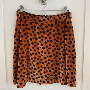 NWT Madewell Size 2 Leopard Print Velvet Polka Dot Circle Skirt